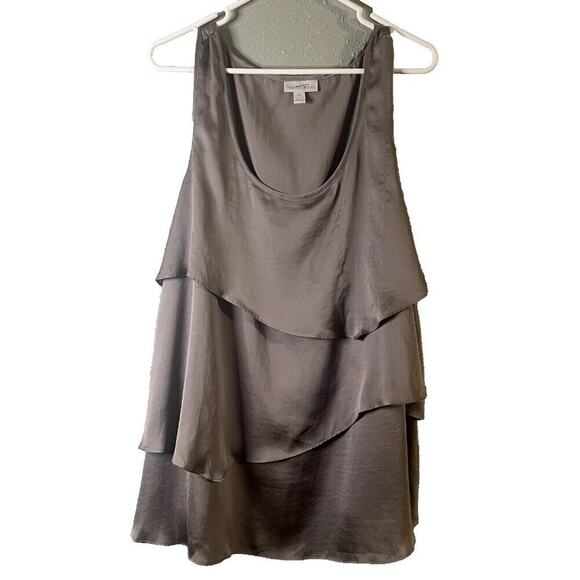 Fashion Bug Silver Grey 1X Layered Ruffly Sleeveless Women's Blouse Feminine - Picture 2 of 16
